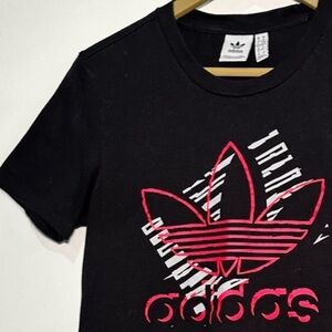 Adidas Original Trefoil Black Hot Pink Short Sleeve Tee NWOT